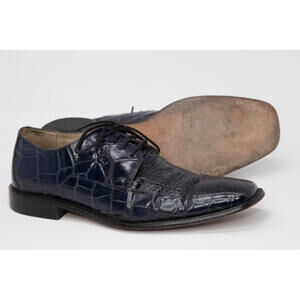 Men's Stacy Adams Vintage Blue Genuine Snake Dress Loafer Shoes Sz 9.5 M
